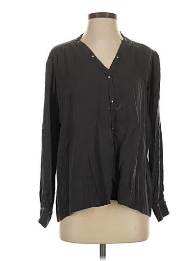 Pre-owned Zara Long Sleeve Blouse In Black