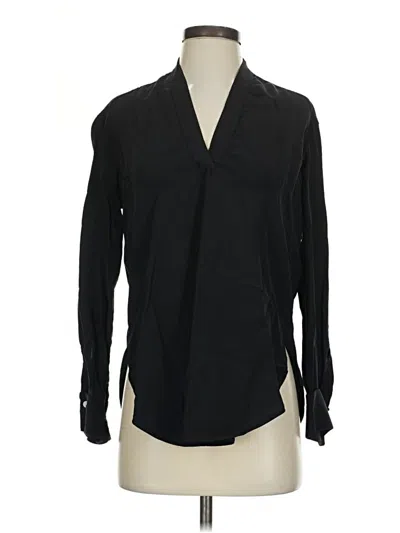 Pre-owned Zara Long Sleeve Blouse In Black