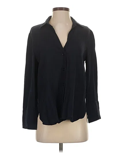 Pre-owned Zara Long Sleeve Blouse In Black