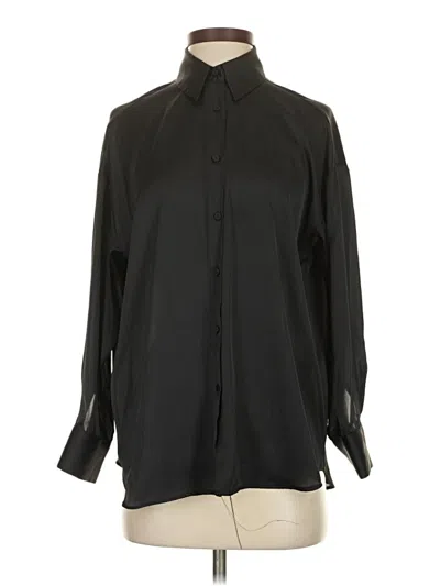 Pre-owned Zara Long Sleeve Blouse In Black
