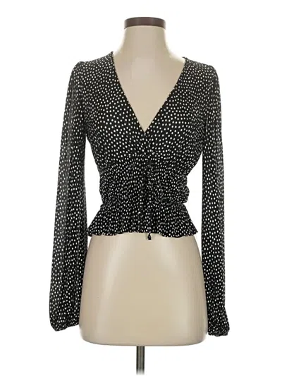Pre-owned Zara Long Sleeve Blouse In Black