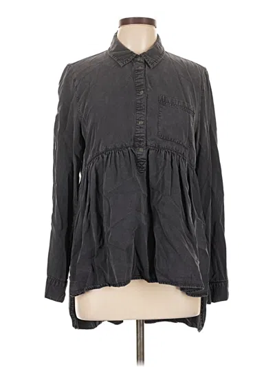 Pre-owned Zara Long Sleeve Blouse In Black