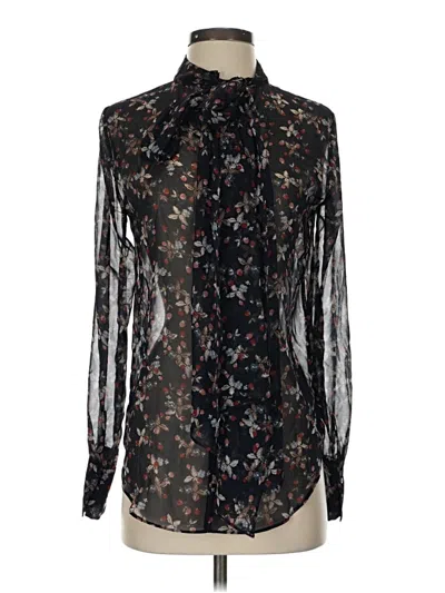 Pre-owned Zara Long Sleeve Blouse In Black