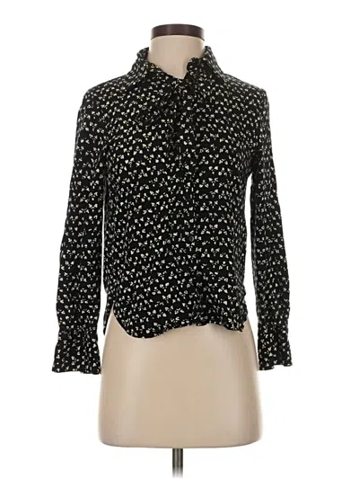 Pre-owned Zara Long Sleeve Blouse In Black