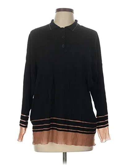 Pre-owned Zara Long Sleeve Blouse In Black