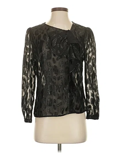 Pre-owned Zara Long Sleeve Blouse In Black