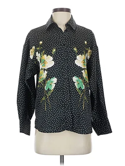 Pre-owned Zara Long Sleeve Blouse In Black