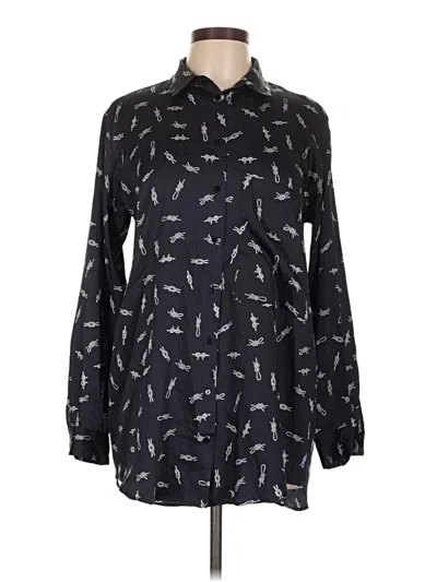 Pre-owned Zara Long Sleeve Blouse In Black