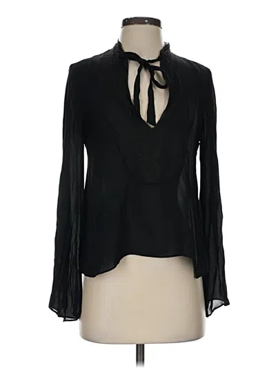 Pre-owned Zara Long Sleeve Blouse In Black