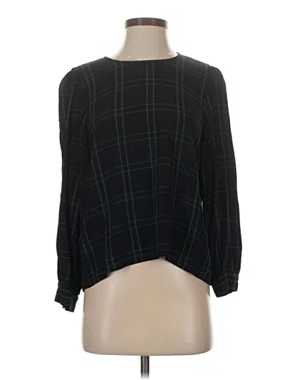 Pre-owned Zara Long Sleeve Blouse In Black