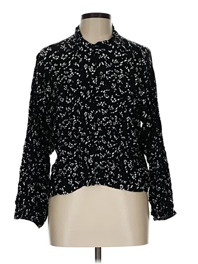 Pre-owned Zara Long Sleeve Blouse In Black