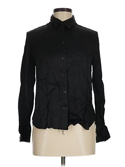 Pre-owned Zara Long Sleeve Blouse In Black