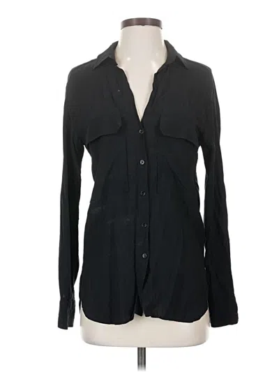 Pre-owned Zara Long Sleeve Blouse In Black