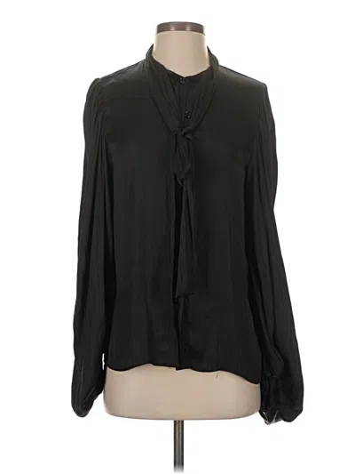 Pre-owned Zara Long Sleeve Blouse In Black