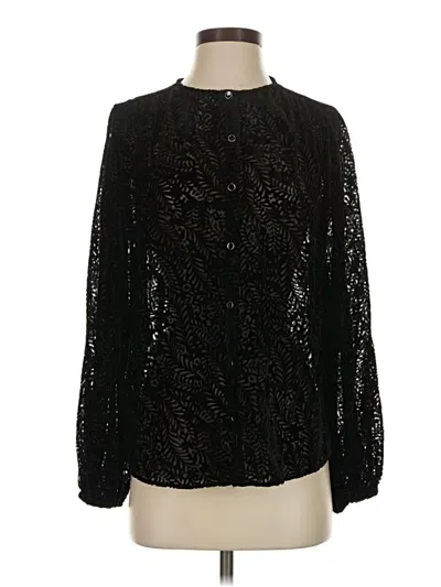 Pre-owned Zara Long Sleeve Blouse In Black