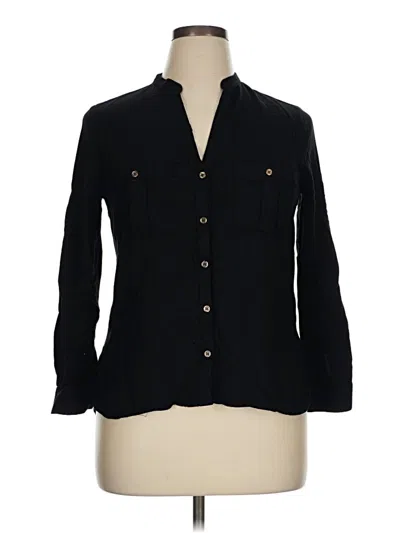 Pre-owned Zara Long Sleeve Blouse In Black