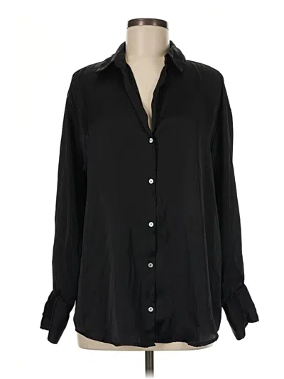 Pre-owned Zara Long Sleeve Blouse In Black