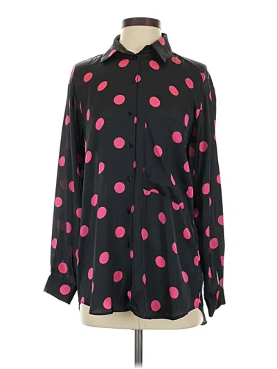 Pre-owned Zara Long Sleeve Blouse In Black