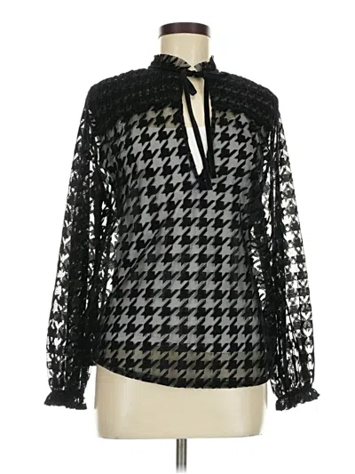 Pre-owned Zara Long Sleeve Blouse In Black