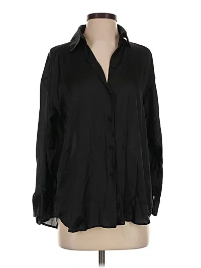 Pre-owned Zara Long Sleeve Blouse In Black