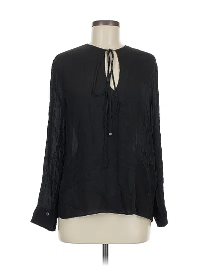 Pre-owned Zara Long Sleeve Blouse In Black