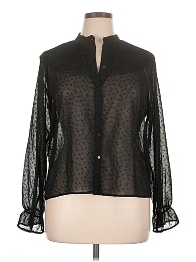 Pre-owned Zara Long Sleeve Blouse In Black