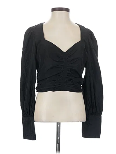 Pre-owned Zara Long Sleeve Blouse In Black