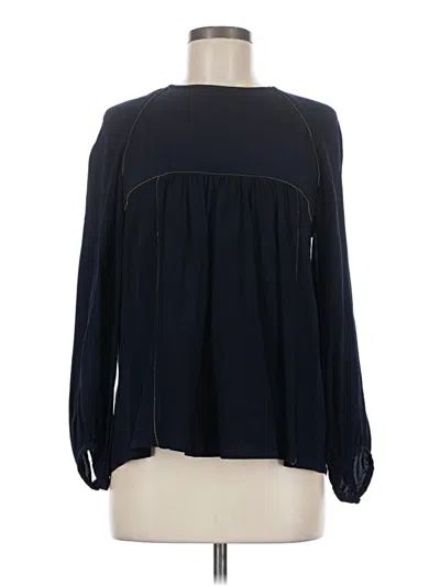 Pre-owned Zara Long Sleeve Blouse In Black