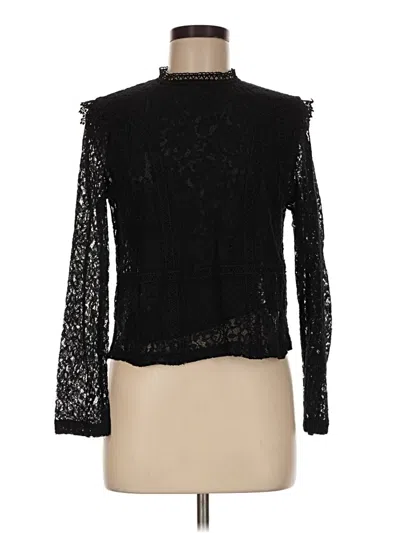 Pre-owned Zara Long Sleeve Blouse In Black