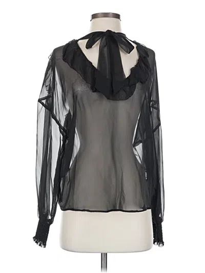 Pre-owned Zara Long Sleeve Blouse In Black