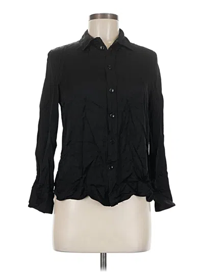 Pre-owned Zara Long Sleeve Blouse In Black