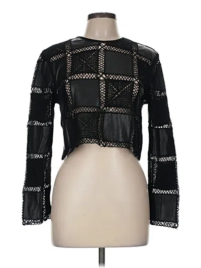 Pre-owned Zara Long Sleeve Blouse In Black
