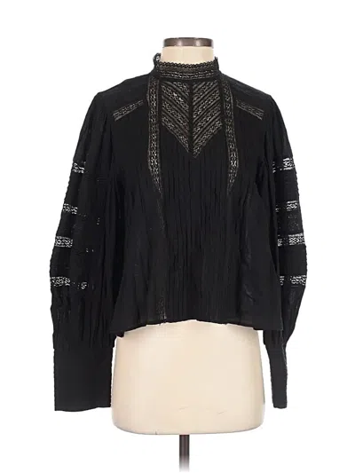 Pre-owned Zara Long Sleeve Blouse In Black