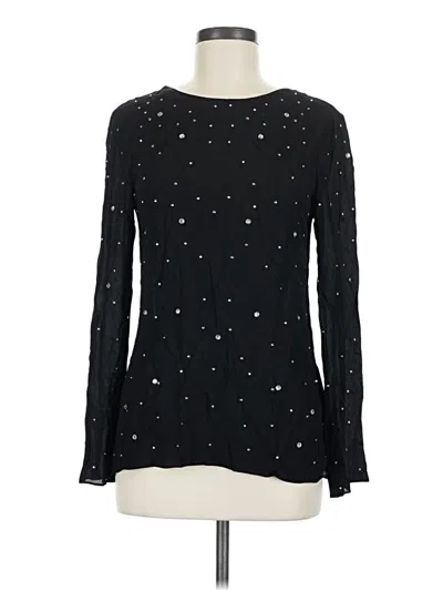 Pre-owned Zara Long Sleeve Blouse In Black