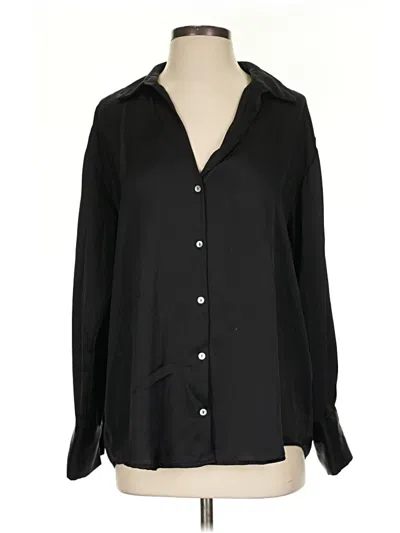 Pre-owned Zara Long Sleeve Blouse In Black