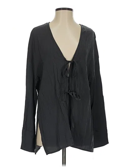 Pre-owned Zara Long Sleeve Blouse In Black