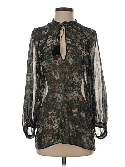 Pre-owned Zara Long Sleeve Blouse In Black