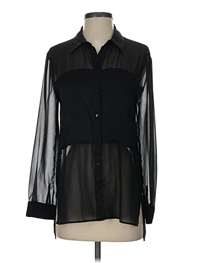 Pre-owned Zara Long Sleeve Blouse In Black