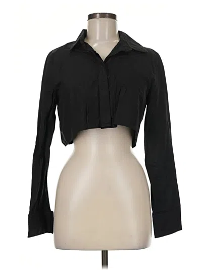 Pre-owned Zara Long Sleeve Blouse In Black