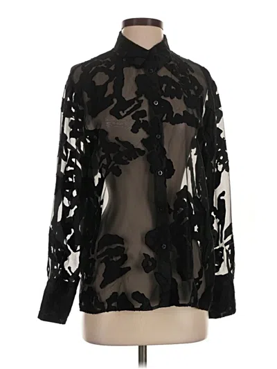 Pre-owned Zara Long Sleeve Blouse In Black