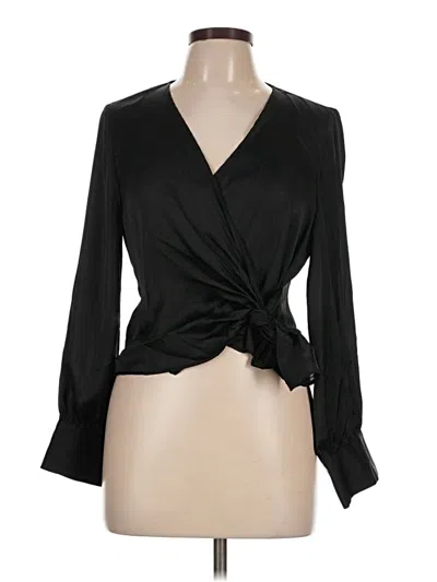 Pre-owned Zara Long Sleeve Blouse In Black