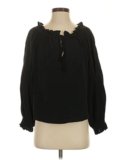 Pre-owned Zara Long Sleeve Blouse In Black