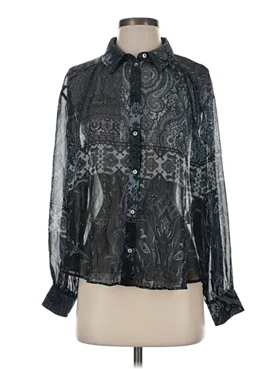 Pre-owned Zara Long Sleeve Blouse In Black