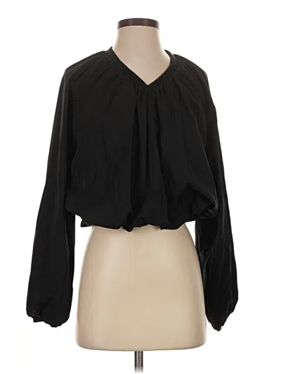 Pre-owned Zara Long Sleeve Blouse In Black
