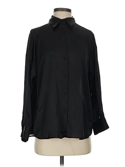 Pre-owned Zara Long Sleeve Blouse In Black
