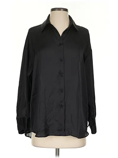 Pre-owned Zara Long Sleeve Blouse In Black