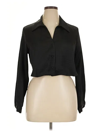 Pre-owned Zara Long Sleeve Blouse In Black