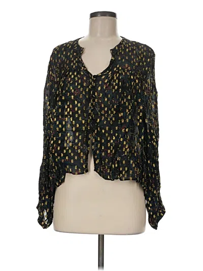 Pre-owned Zara Long Sleeve Blouse In Black