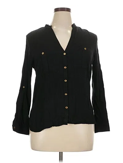 Pre-owned Zara Long Sleeve Blouse In Black