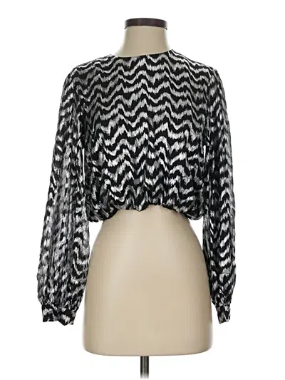 Pre-owned Zara Long Sleeve Blouse In Black